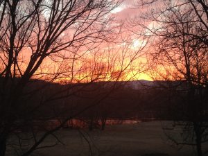 Sunrise over the Blue Ridge, reflecting on the river